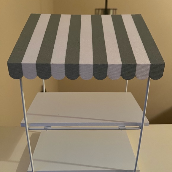 2-Tier Display Tray with Canopy Olive /White Striped - Picture 4 of 4